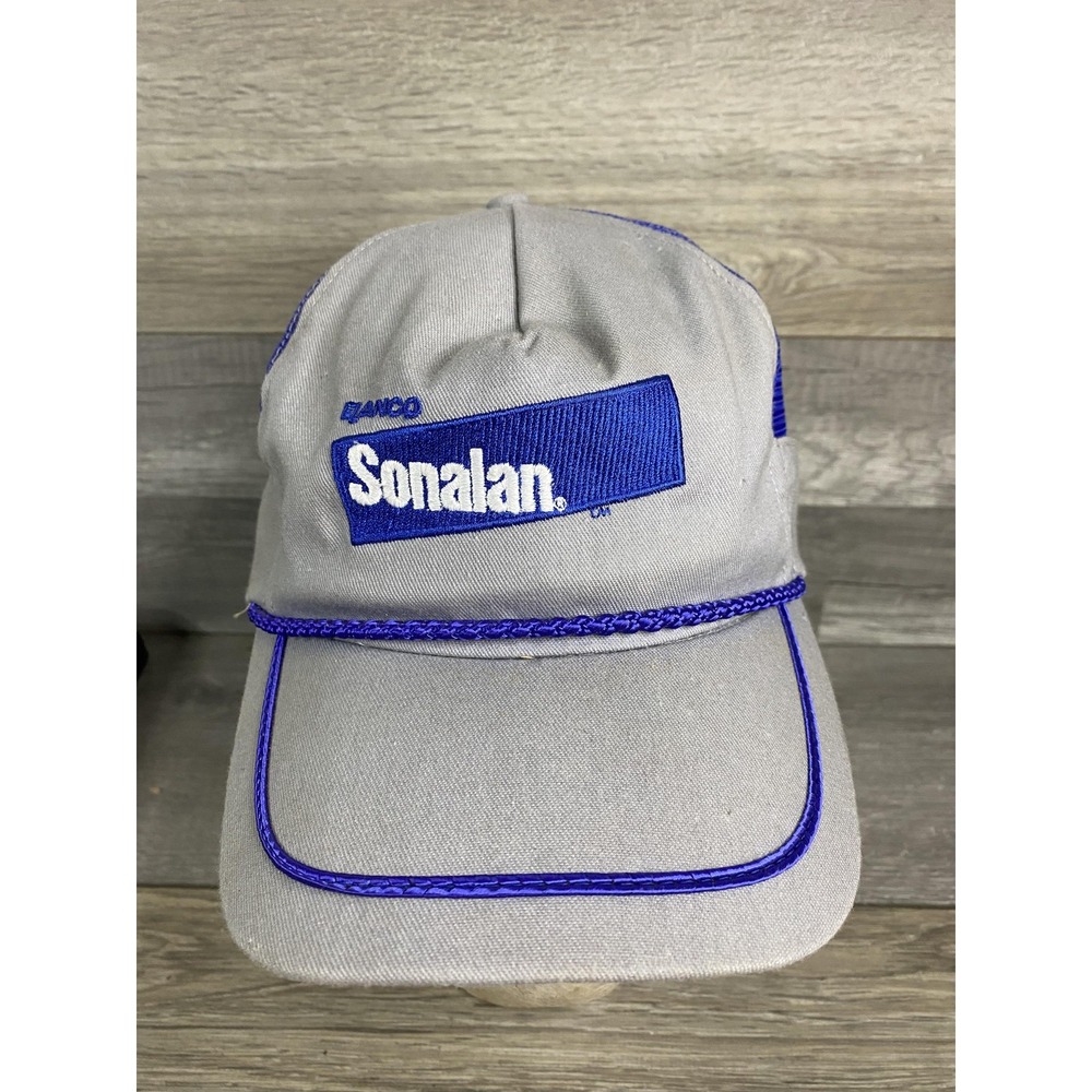 Vintage Elanco Sonalan Hat Cap Snap Back Gray Mesh Trucker One Size Mens 80s‎